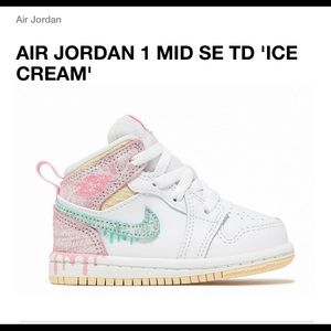 Nike Air Force One toddler girl  ice cream special edition air Jordans size 9